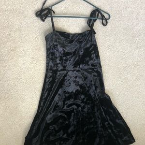 Black velvet mini dress